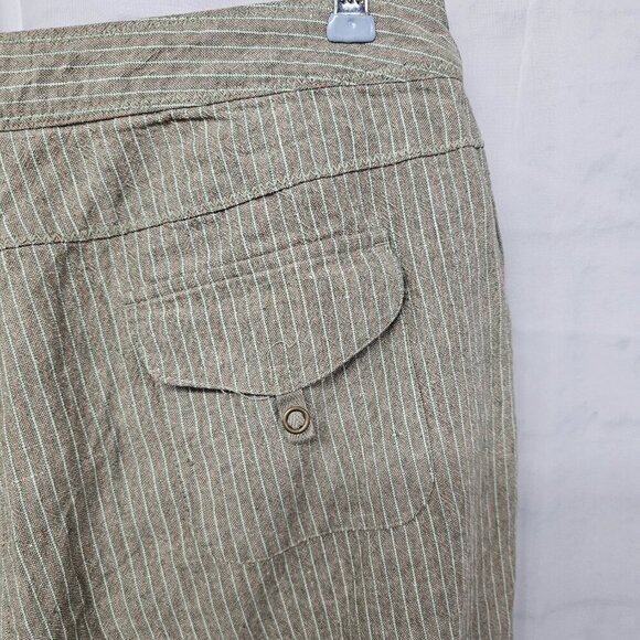 JH Collectibles Green Orange Striped Crop Pants Linen Blend Boho 12 - Picture 10 of 14